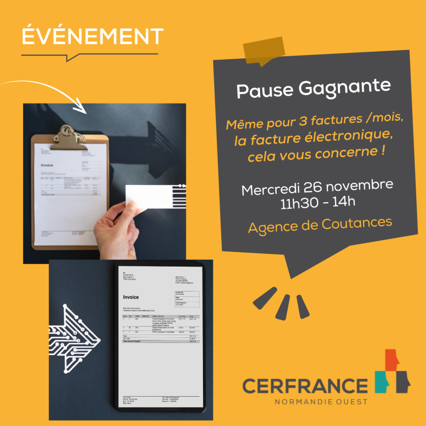 visuel montrant le passage entre facture papier et facture digitale